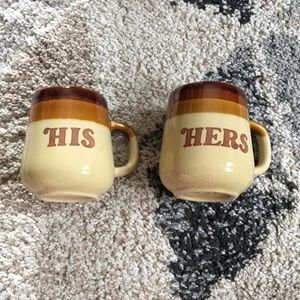 Vintage His and Hers Stoneware Mugs